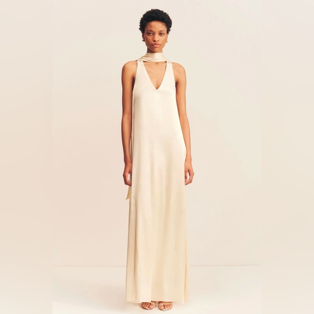 NWT Shona Joy - La Lune Scarf Panelled Maxi Dress - Cream - Size 4